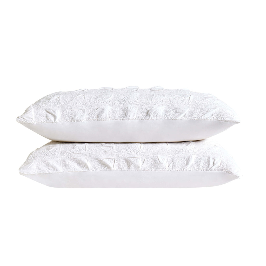 Dusklia - Marissa 100% Cotton Seersucker Check Duvet Cover & Pillowcase Set - White
