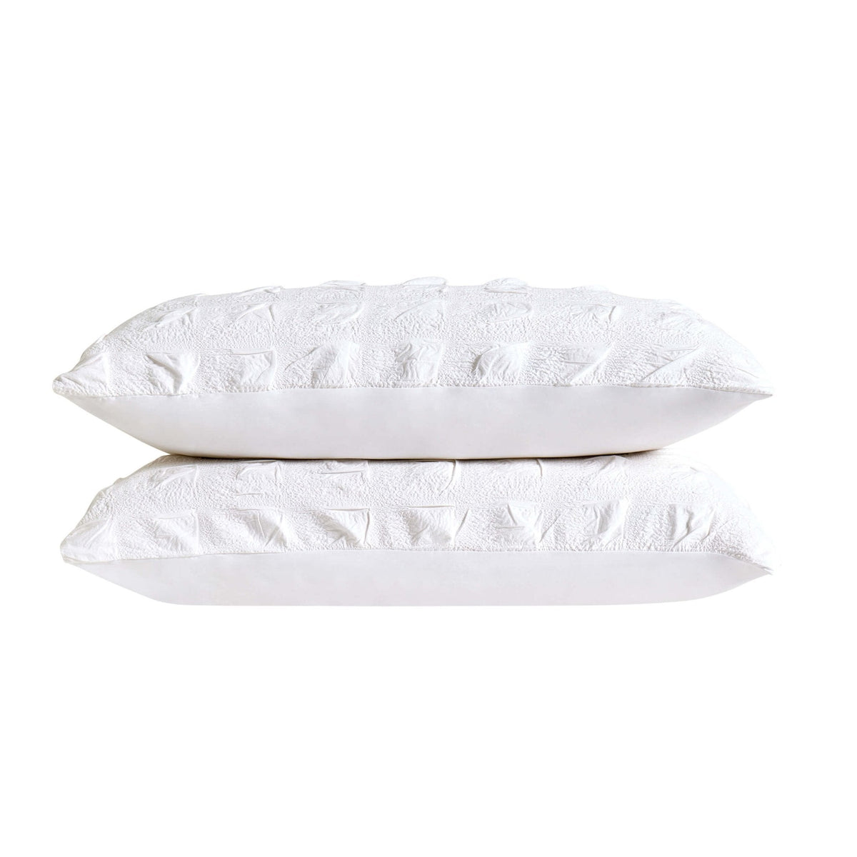 Dusklia - Marissa 100% Cotton Seersucker Check Duvet Cover & Pillowcase Set - White