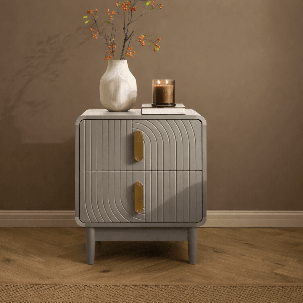 Dusklia - Marnie 2 Drawer Bedside Table - Taupe