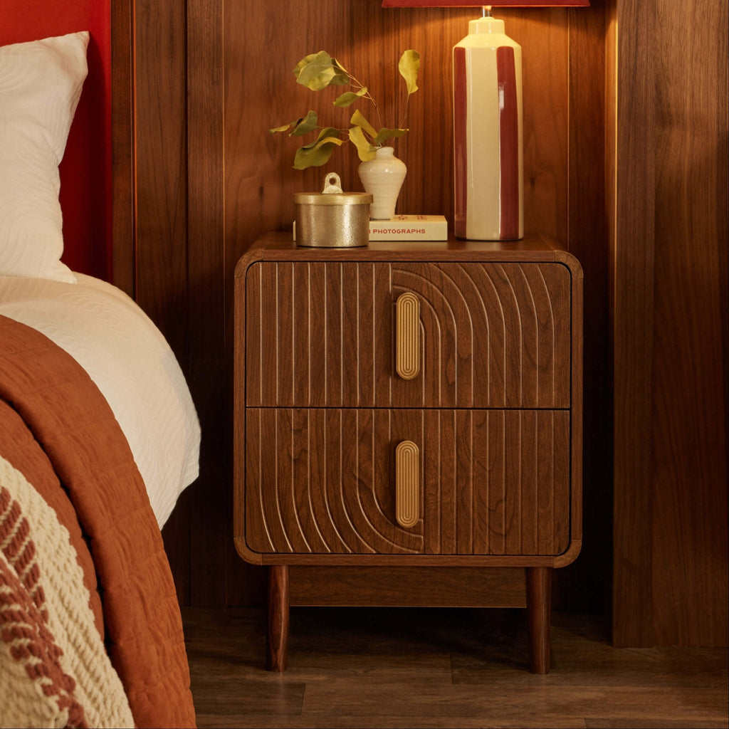 Dusklia - Marnie 2 Drawer Bedside Table - Walnut