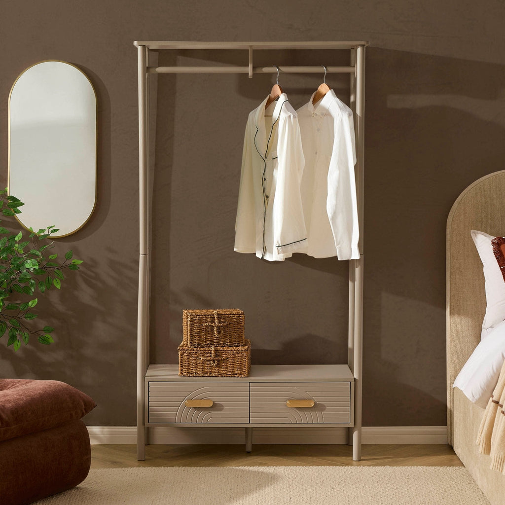 Dusklia - Marnie Clothes Rail With Drawers - Taupe