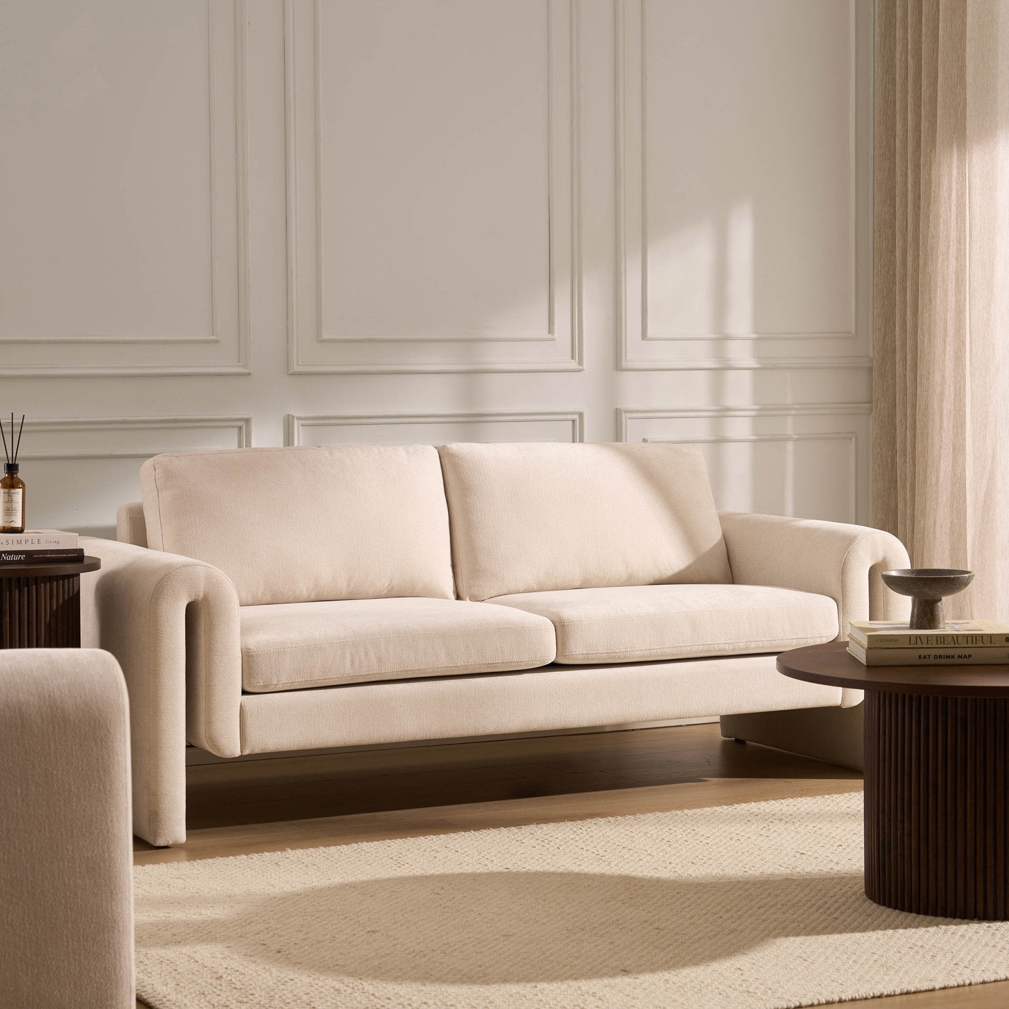 Dusklia - Marseille 3 Seater Sofa - Chenille Ivory