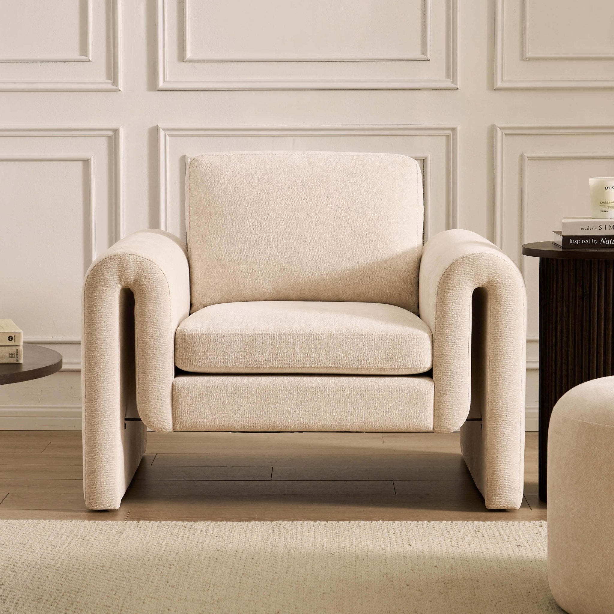 Dusklia - Marseille Armchair - Chenille Ivory