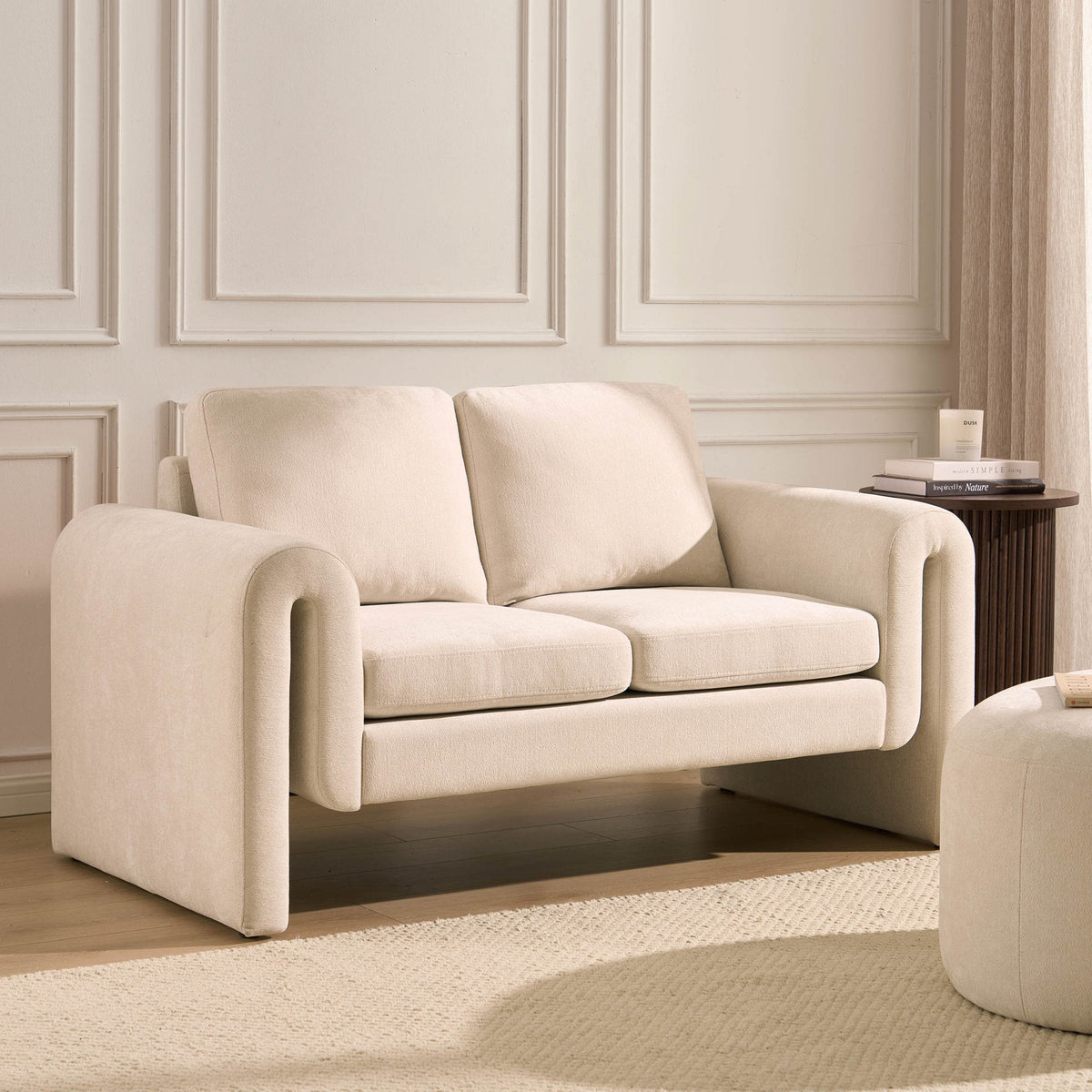 Dusklia - Marseille Small 2 Seater Sofa - Chenille Ivory