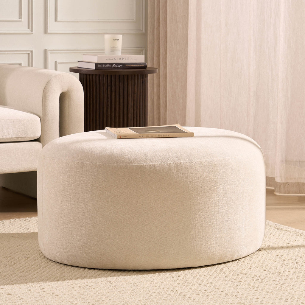 Dusklia - Marseille Pouffe - Chenille Ivory
