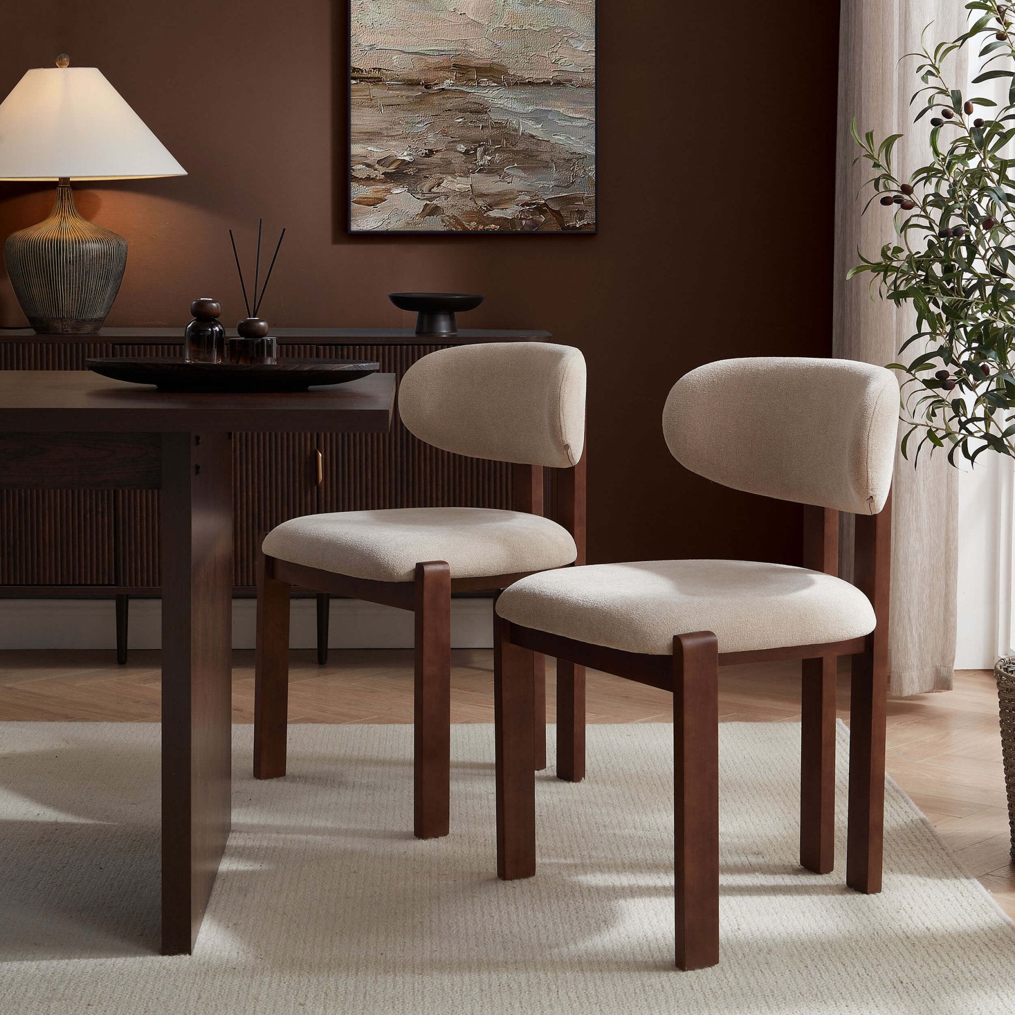 Dusklia - Matty Set of 2 Dining Chairs - Chenille Oatmeal