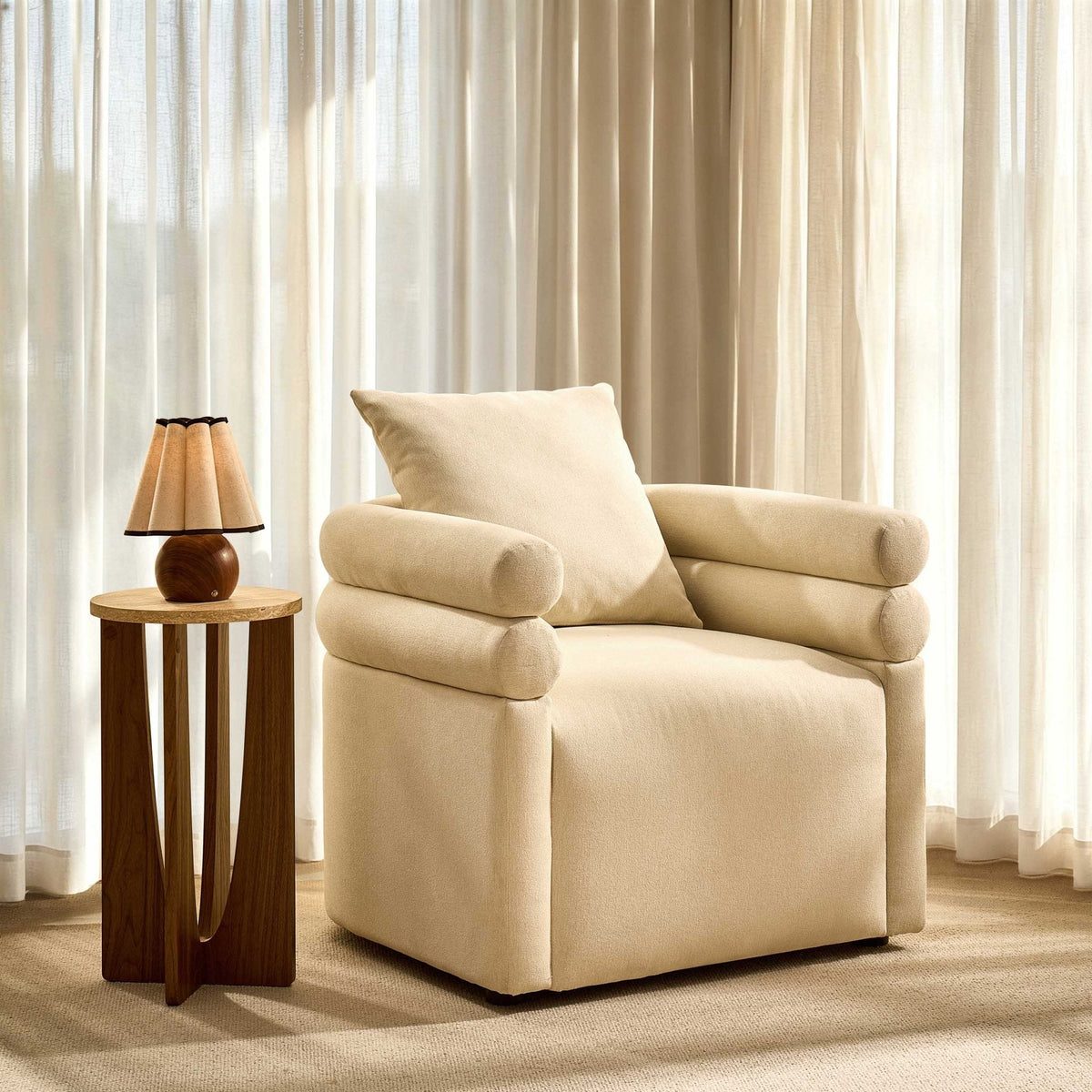 Dusklia - Maya Accent Chair - Cream Linen