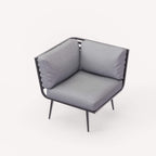 Dusklia - Mayfair Outdoor 8 Seater Corner Lounge Set with Fire Pit and Bench - Grey