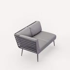 Dusklia - Mayfair Outdoor 8 Seater Corner Lounge Set with Fire Pit and Bench - Grey