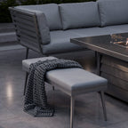 Dusklia - Mayfair Outdoor 8 Seater Corner Lounge Set with Fire Pit and Bench - Grey