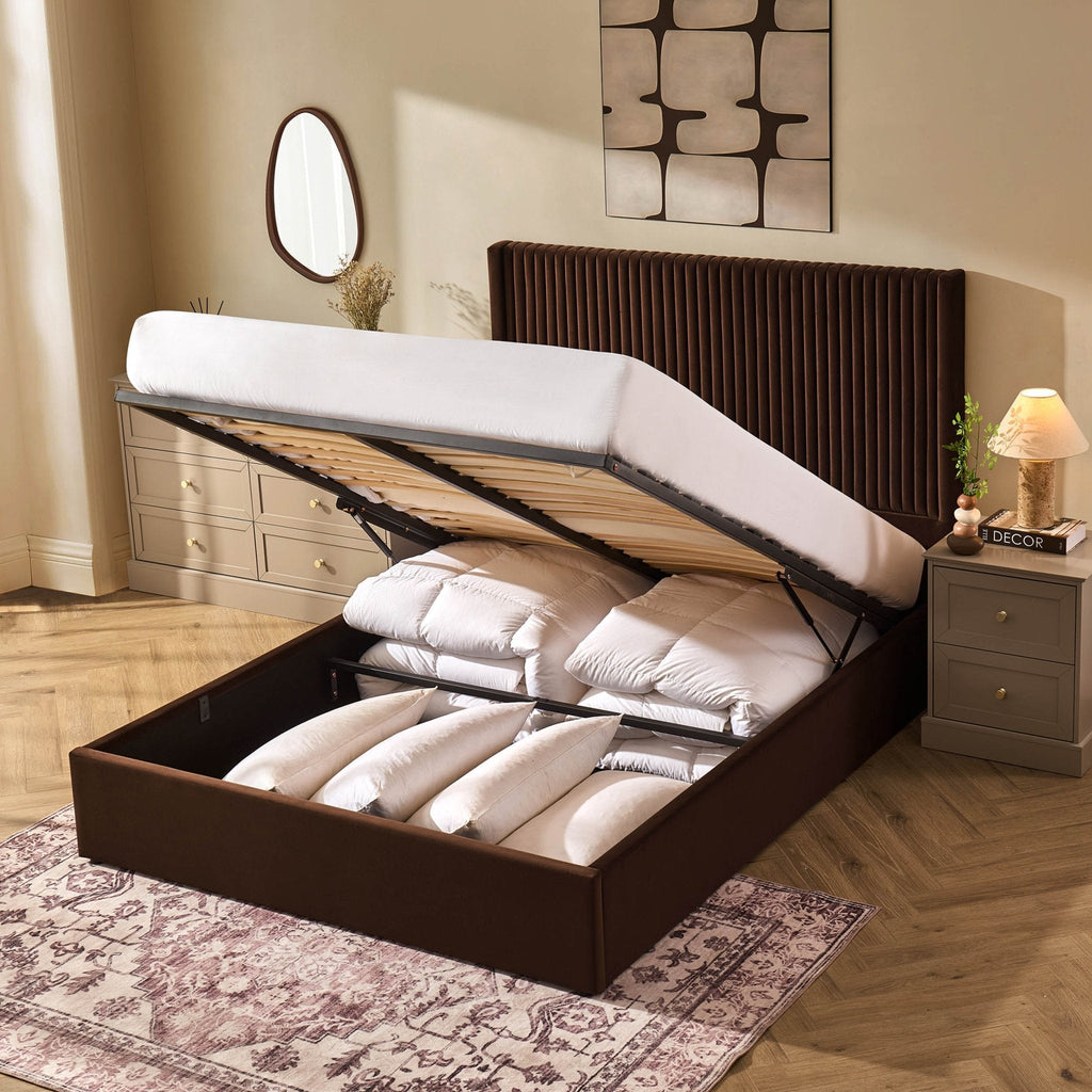 Dusklia - Melrose Ottoman Storage Bed - Cappuccino