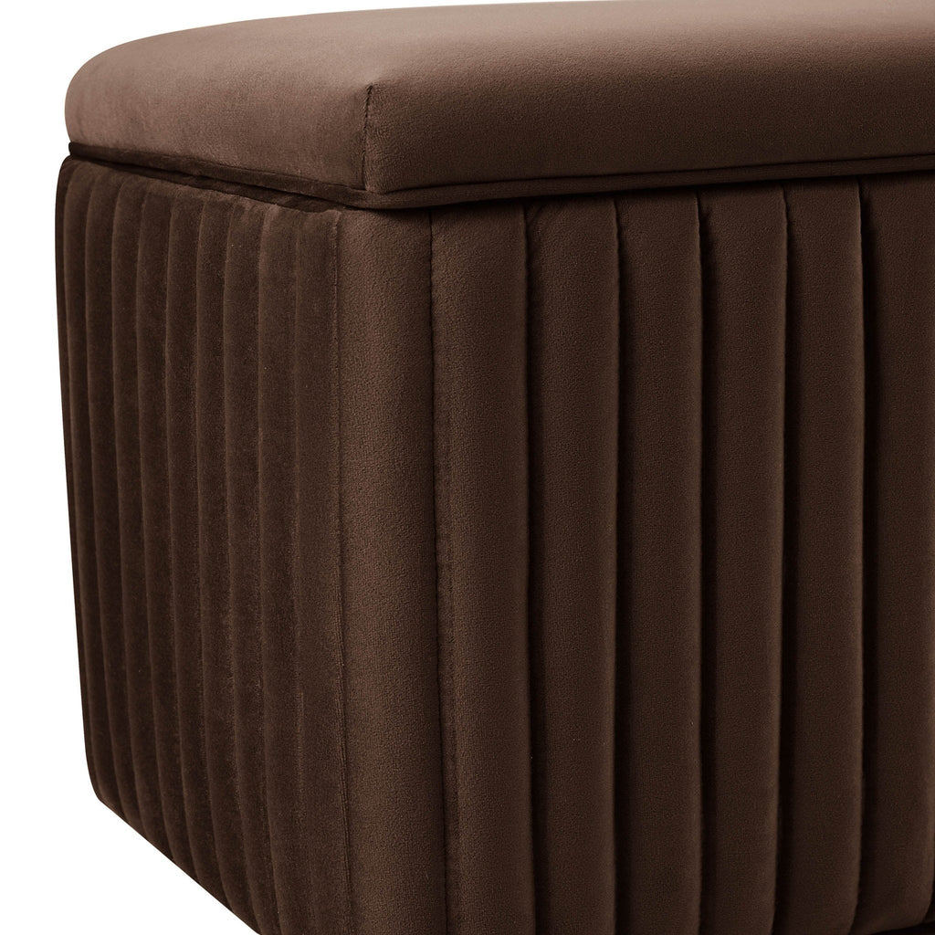 Dusklia - Melrose Ribbed Ottoman Storage Bench - Cappuccino