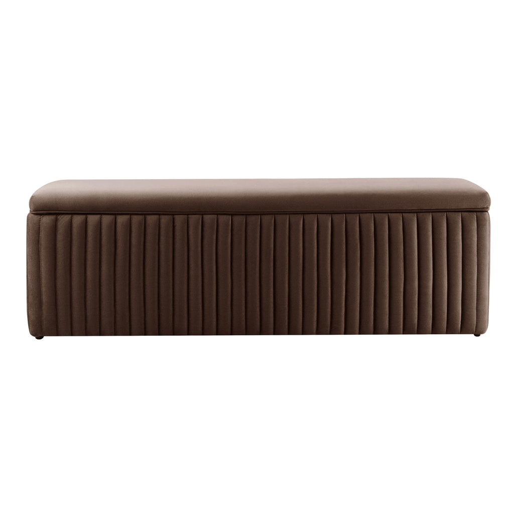 Dusklia - Melrose Ribbed Ottoman Storage Bench - Cappuccino