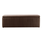 Dusklia - Melrose Ribbed Ottoman Storage Bench - Cappuccino