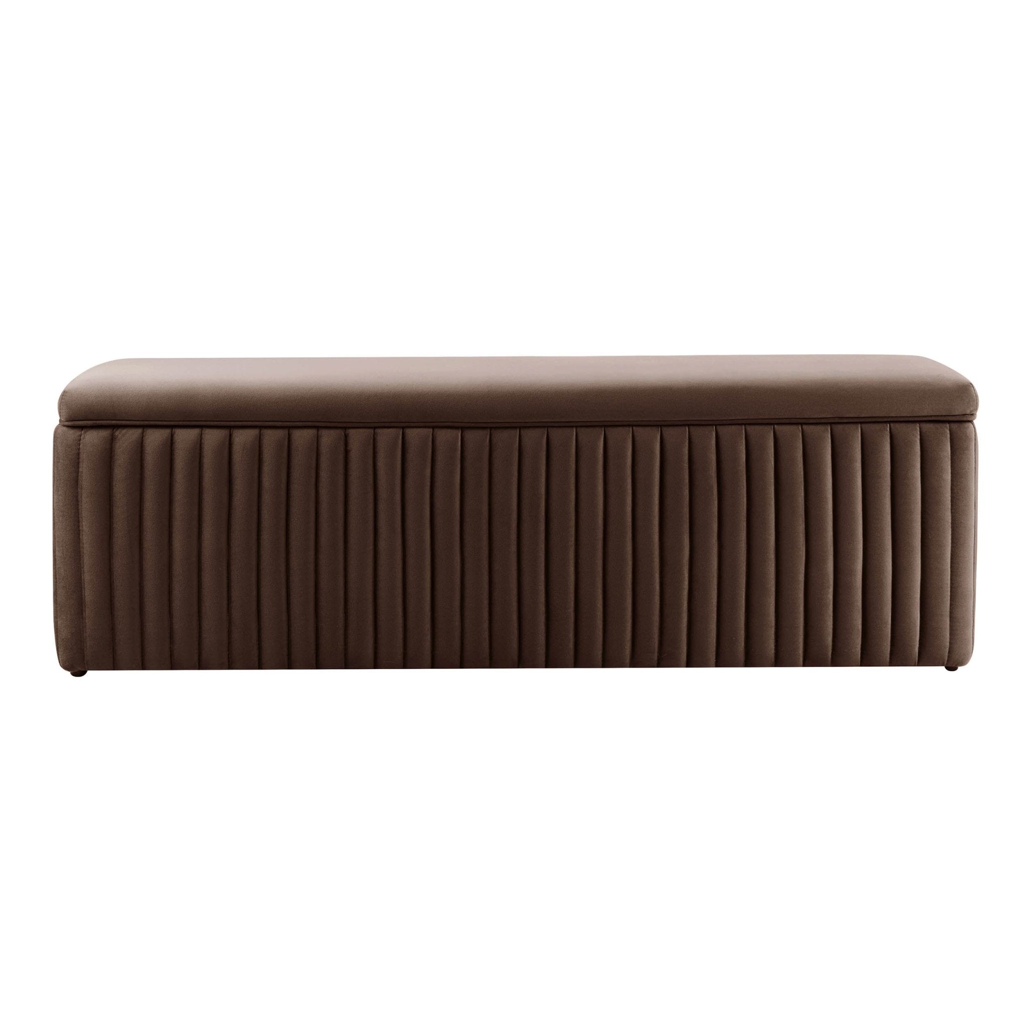 Dusklia - Melrose Ribbed Ottoman Storage Bench - Cappuccino