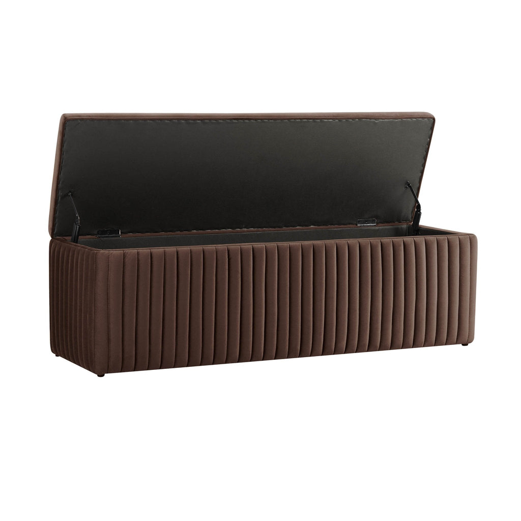 Dusklia - Melrose Ribbed Ottoman Storage Bench - Cappuccino