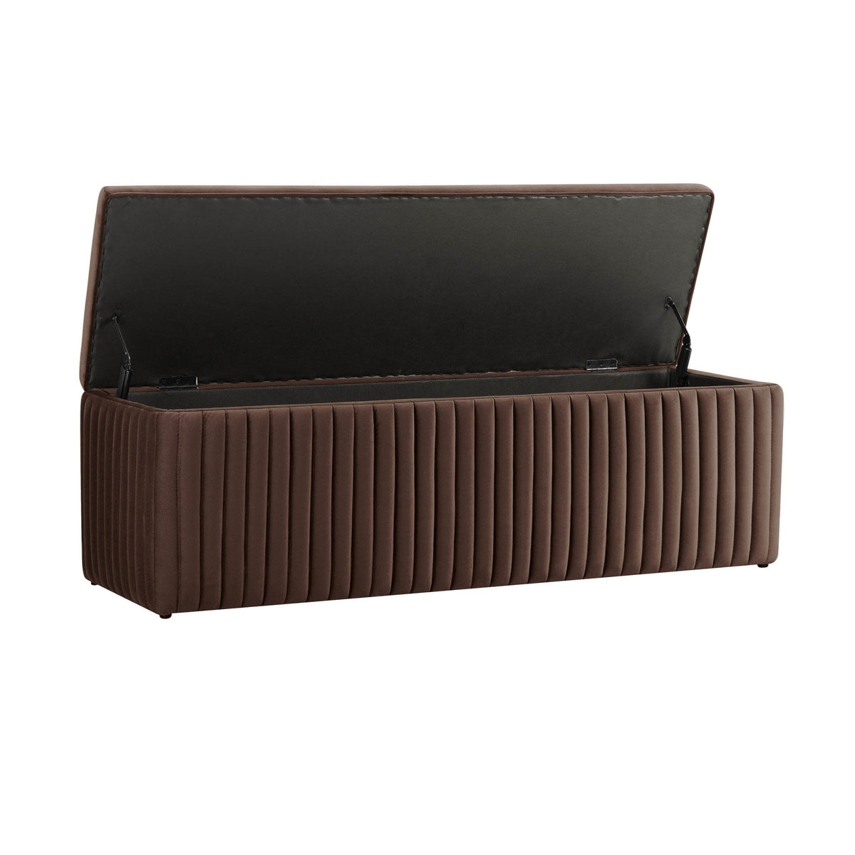 Dusklia - Melrose Ribbed Ottoman Storage Bench - Cappuccino