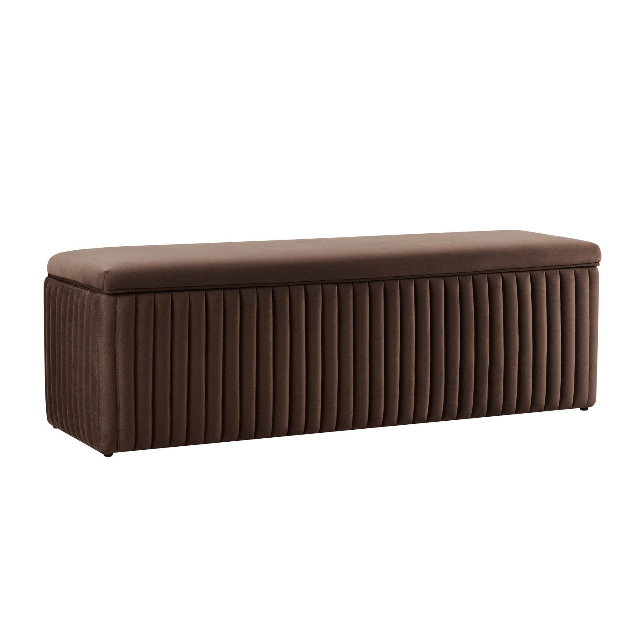 Dusklia - Melrose Ribbed Ottoman Storage Bench - Cappuccino