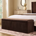 Dusklia - Melrose Ribbed Ottoman Storage Bench - Cappuccino