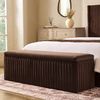 Dusklia - Melrose Ribbed Ottoman Storage Bench - Cappuccino