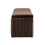Dusklia - Melrose Ribbed Ottoman Storage Bench - Cappuccino