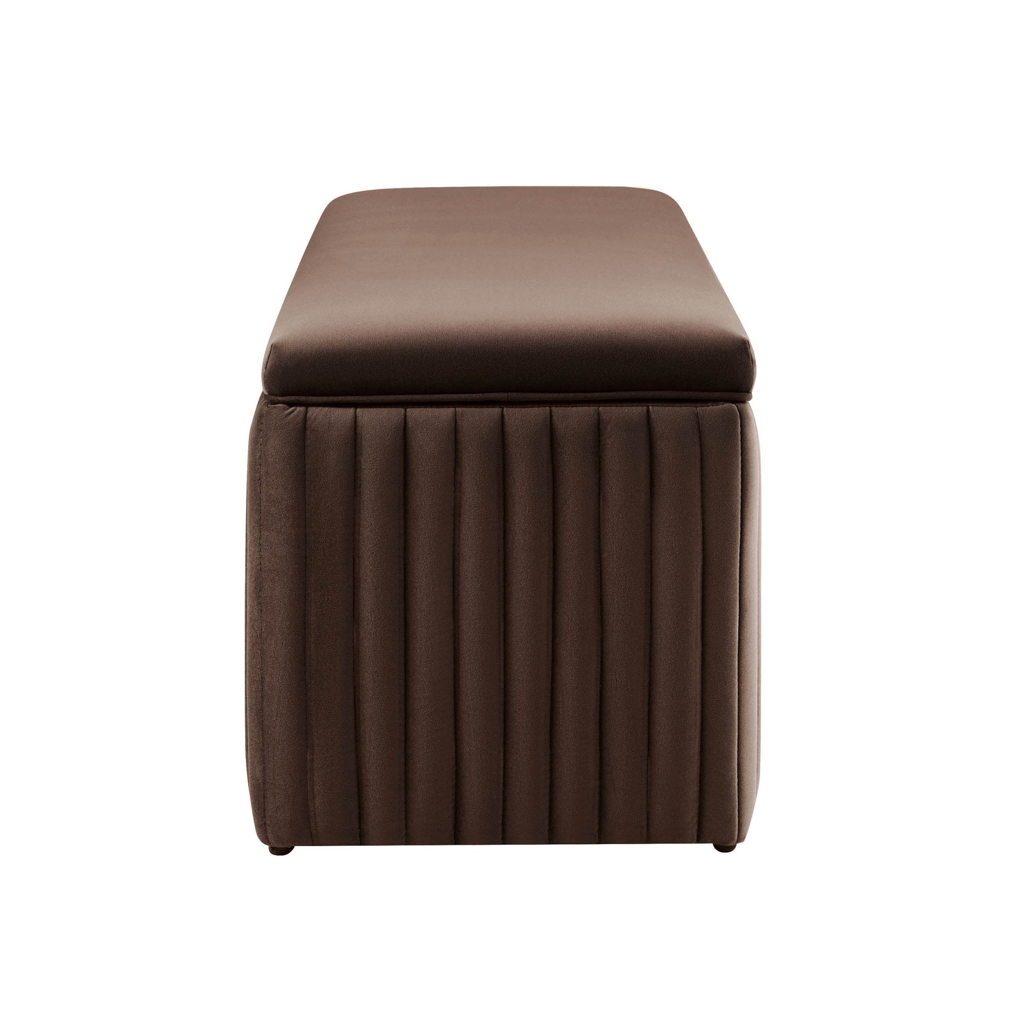 Dusklia - Melrose Ribbed Ottoman Storage Bench - Cappuccino
