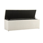 Dusklia - Melrose Ribbed Ottoman Storage Bench - Chenille Ivory