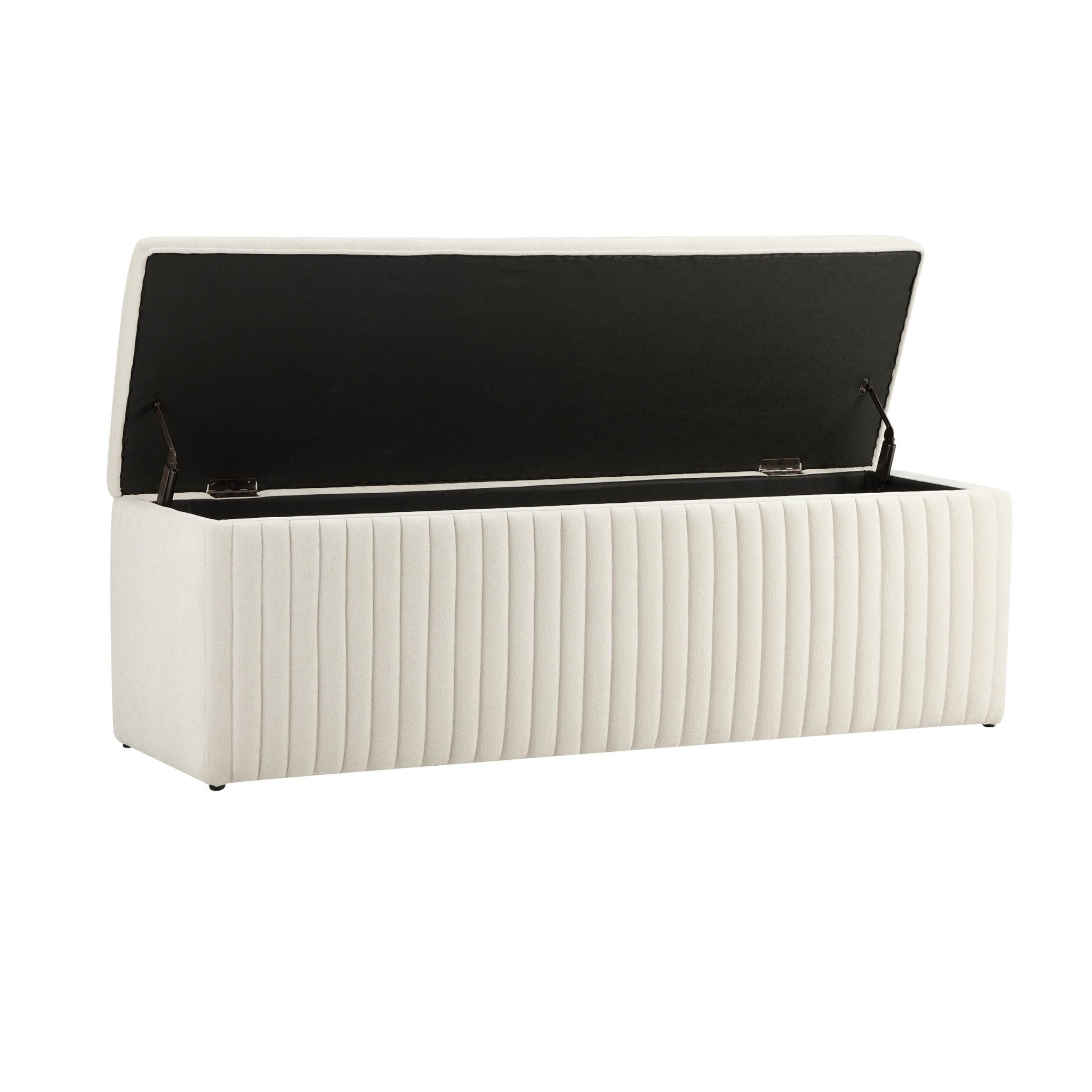 Dusklia - Melrose Ribbed Ottoman Storage Bench - Chenille Ivory