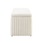 Dusklia - Melrose Ribbed Ottoman Storage Bench - Chenille Ivory