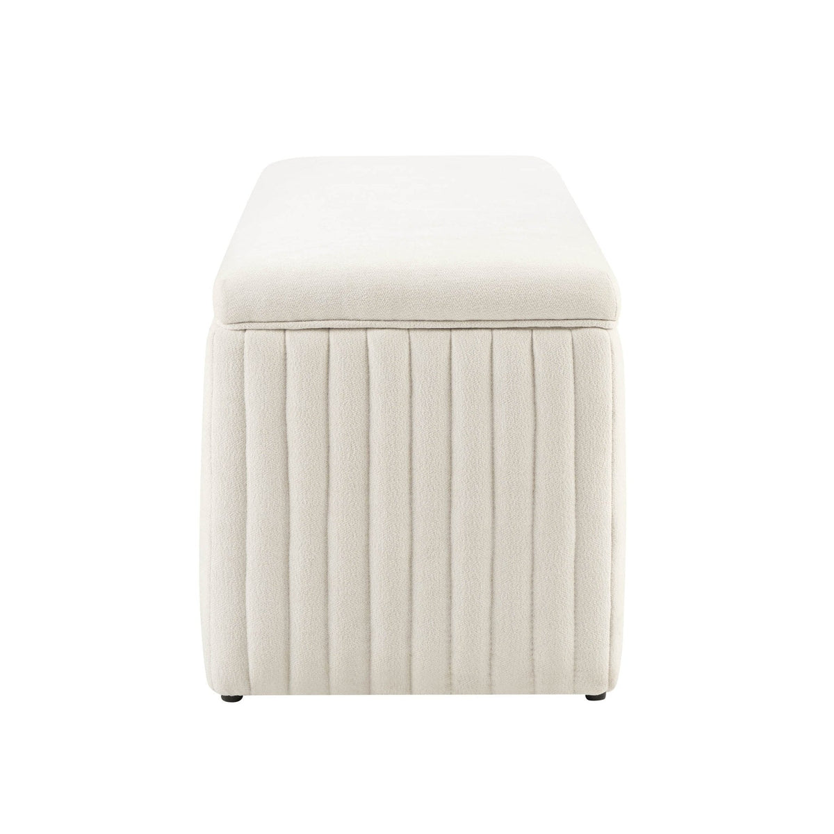 Dusklia - Melrose Ribbed Ottoman Storage Bench - Chenille Ivory