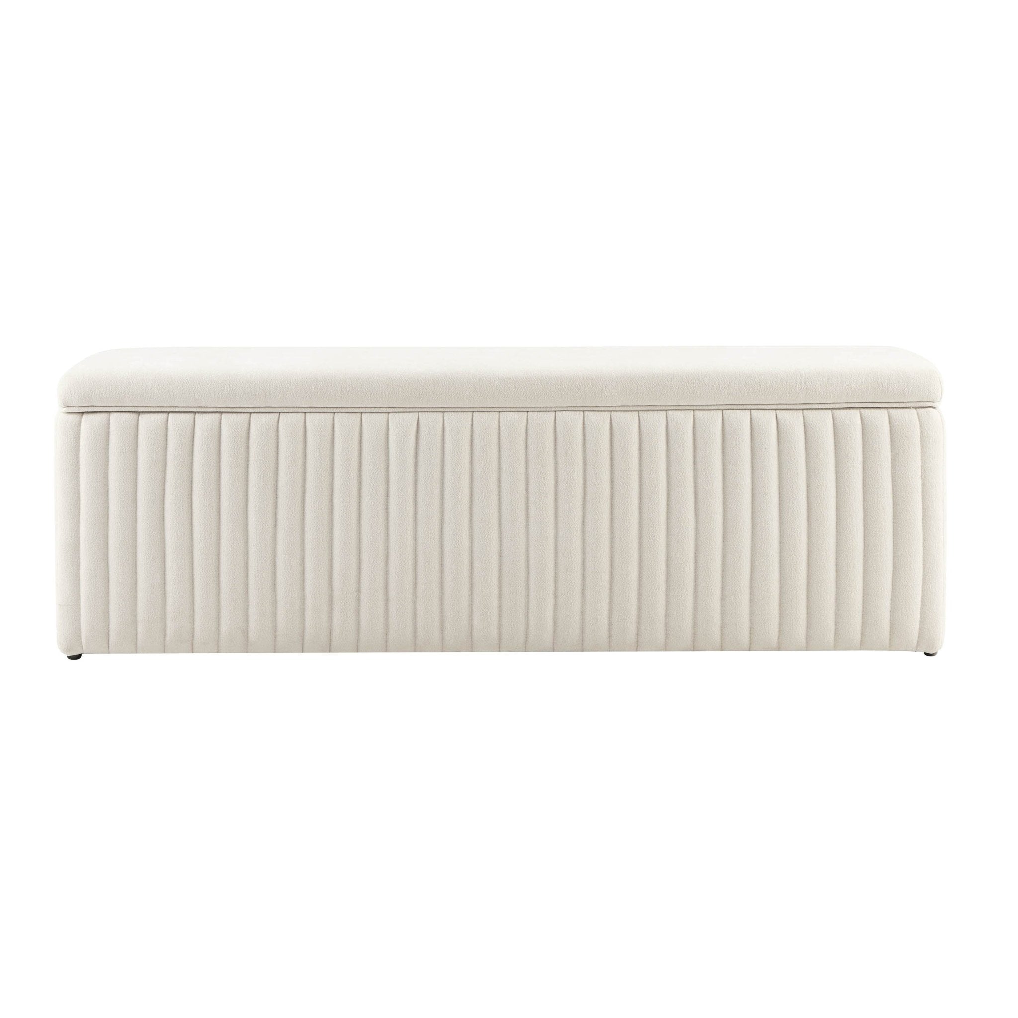 Dusklia - Melrose Ribbed Ottoman Storage Bench - Chenille Ivory