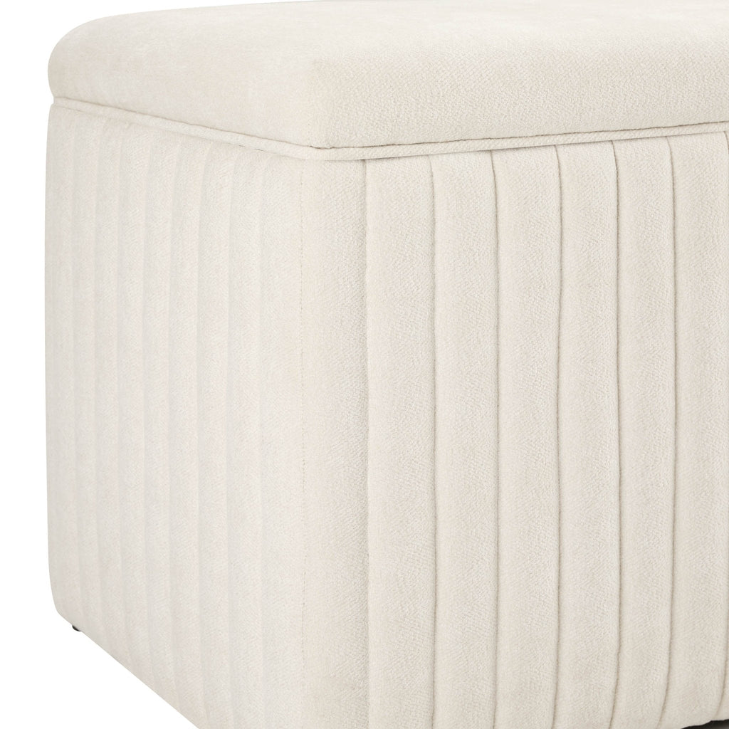 Dusklia - Melrose Ribbed Ottoman Storage Bench - Chenille Ivory
