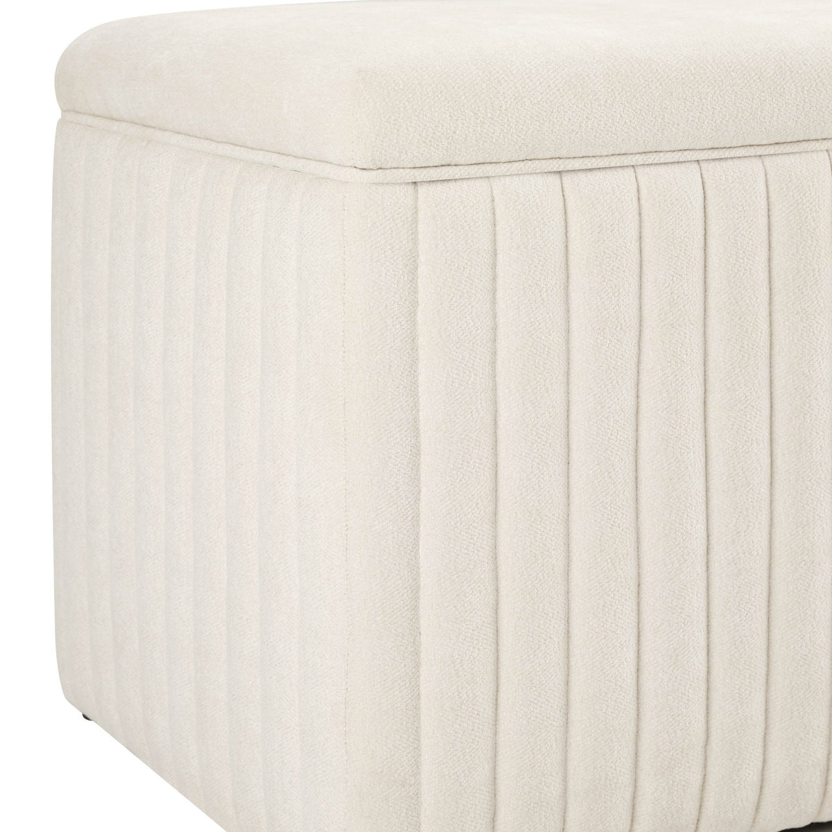 Dusklia - Melrose Ribbed Ottoman Storage Bench - Chenille Ivory