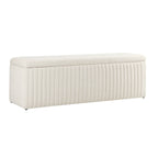 Dusklia - Melrose Ribbed Ottoman Storage Bench - Chenille Ivory