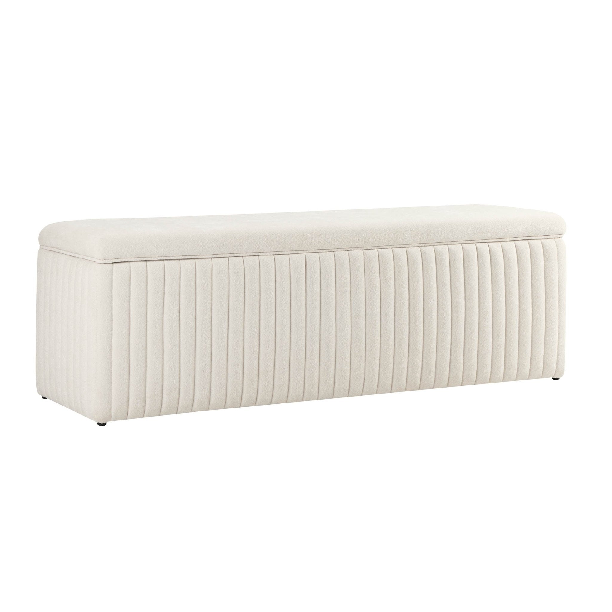 Dusklia - Melrose Ribbed Ottoman Storage Bench - Chenille Ivory