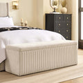 Dusklia - Melrose Ribbed Ottoman Storage Bench - Chenille Ivory