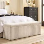 Dusklia - Melrose Ribbed Ottoman Storage Bench - Chenille Ivory