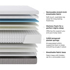 Dusklia - Memory Foam 2,000 Pocket Sprung Hybrid Mattress - Medium/Firm