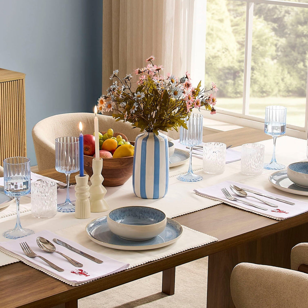Dusklia - Meya Stripe Vase  - Blue