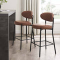Dusklia - Mia Set of 2 Barstool -  Faux Leather Tan