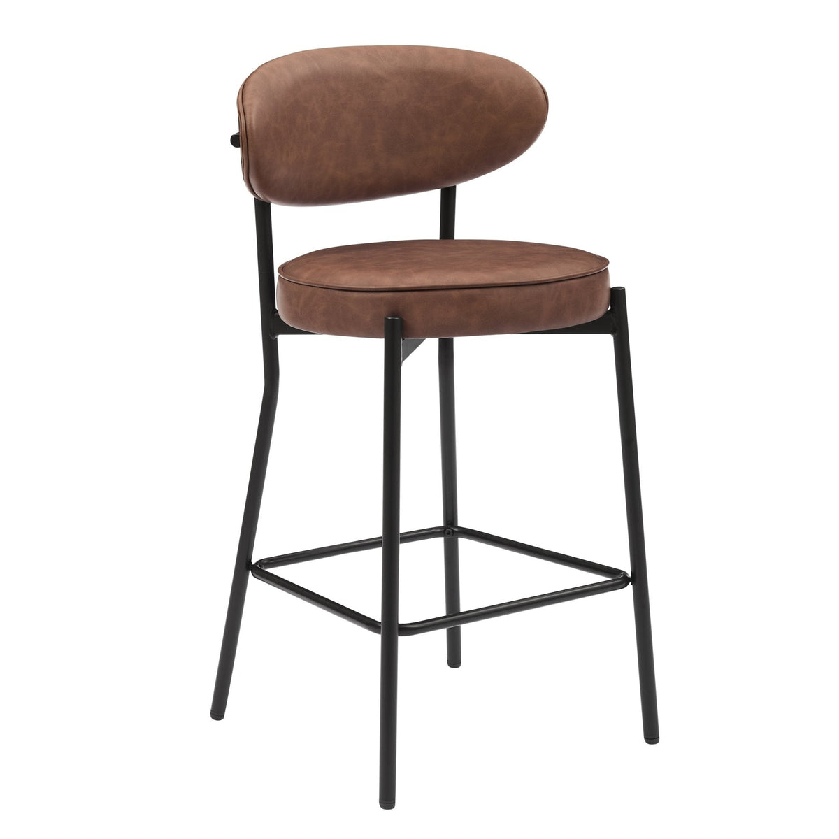 Dusklia - Mia Set of 2 Barstool -  Faux Leather Tan