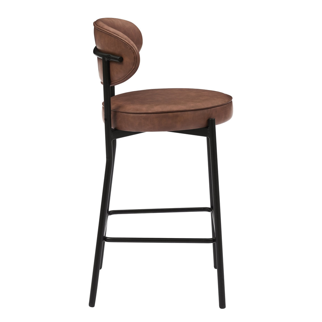 Dusklia - Mia Set of 2 Barstool -  Faux Leather Tan