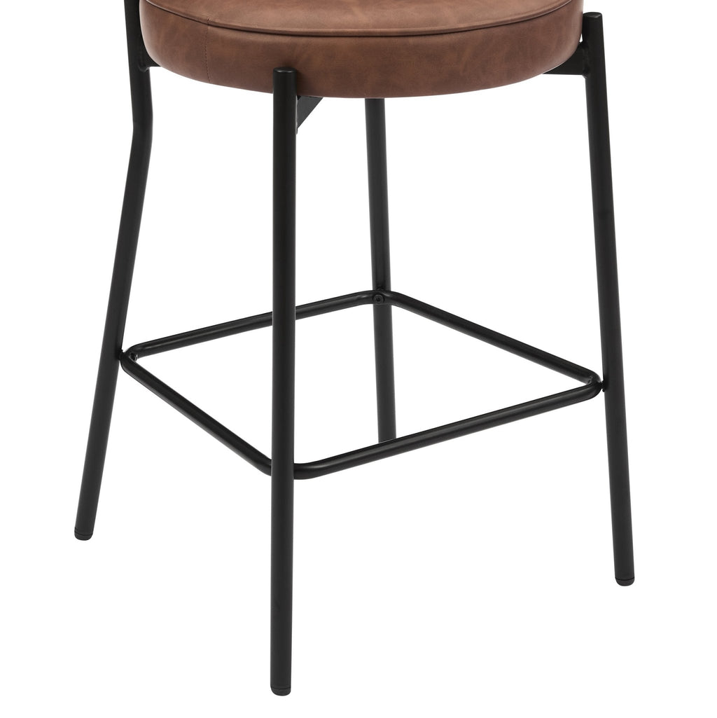 Dusklia - Mia Set of 2 Barstool -  Faux Leather Tan