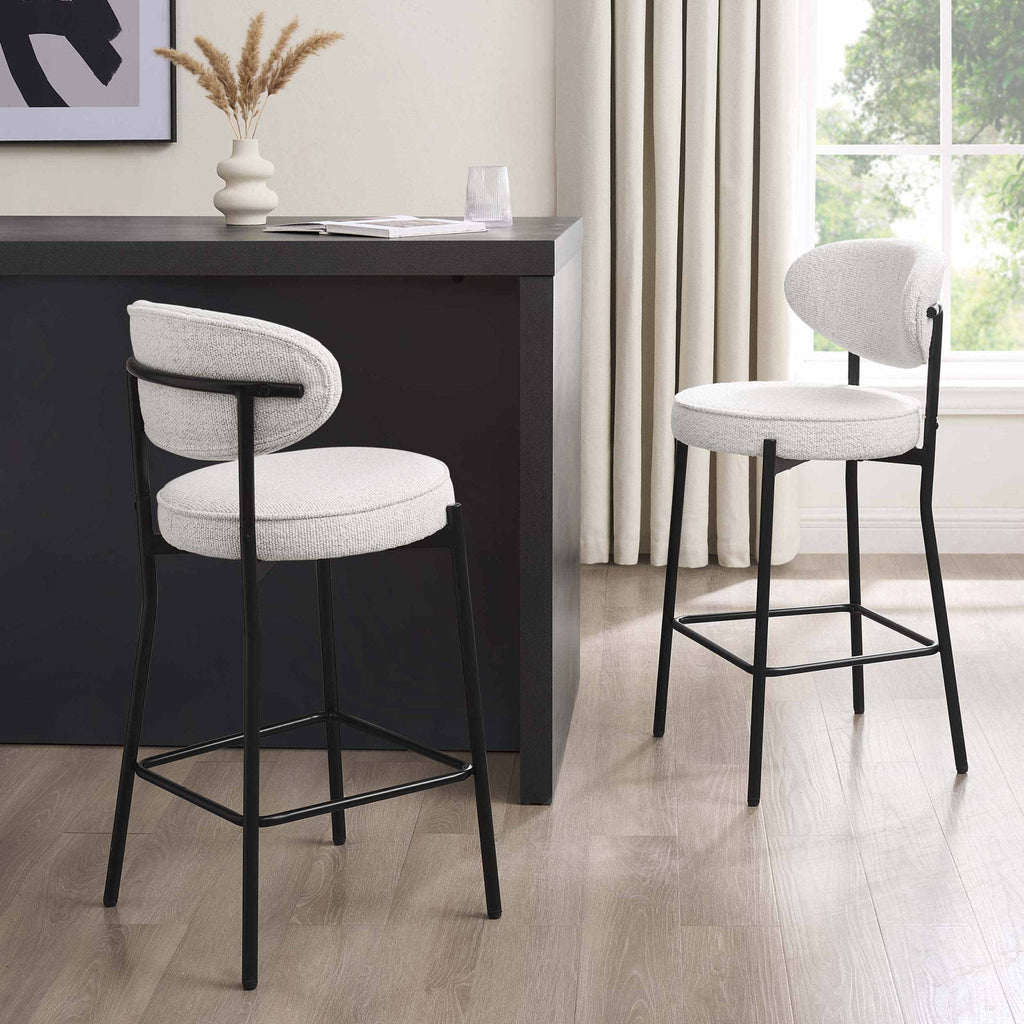 Dusklia - Mia Set of 2 Barstool - Ivory Boucle