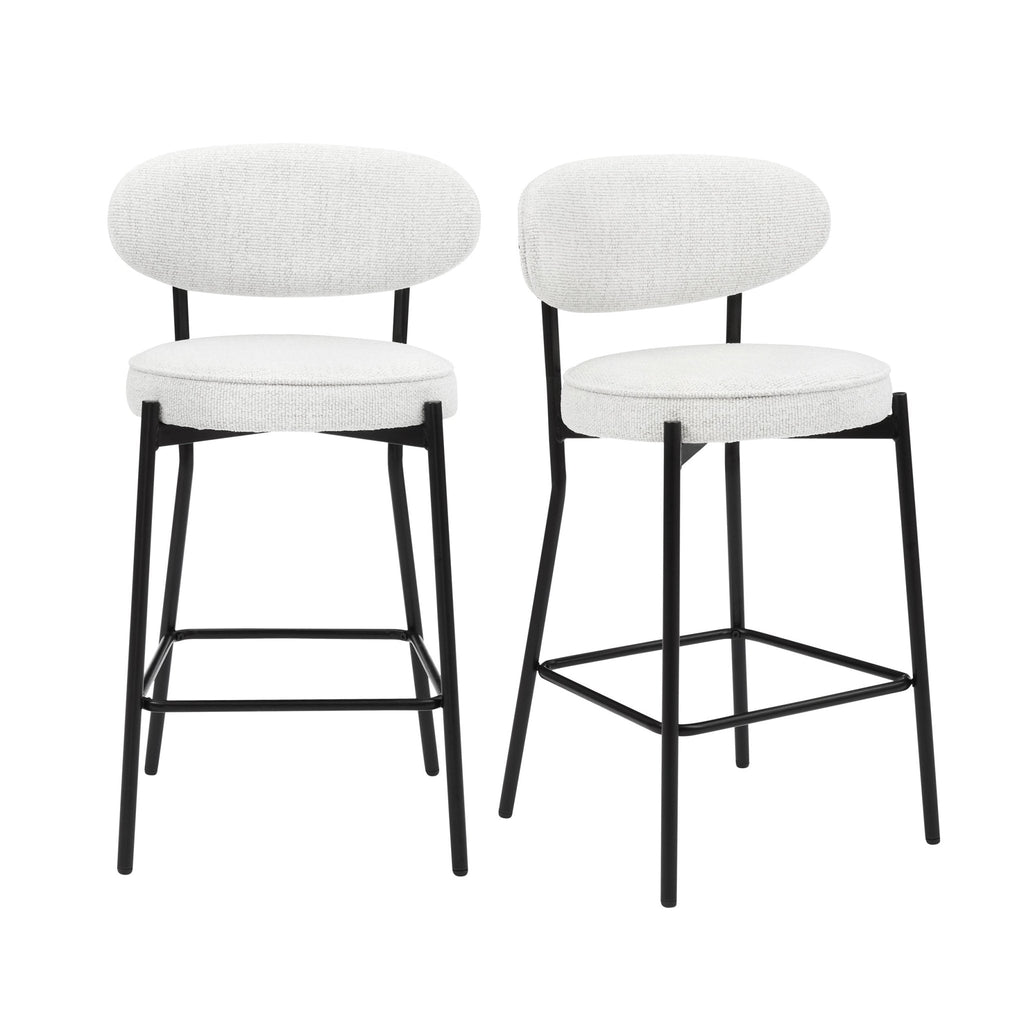 Dusklia - Mia Set of 2 Barstool - Ivory Boucle