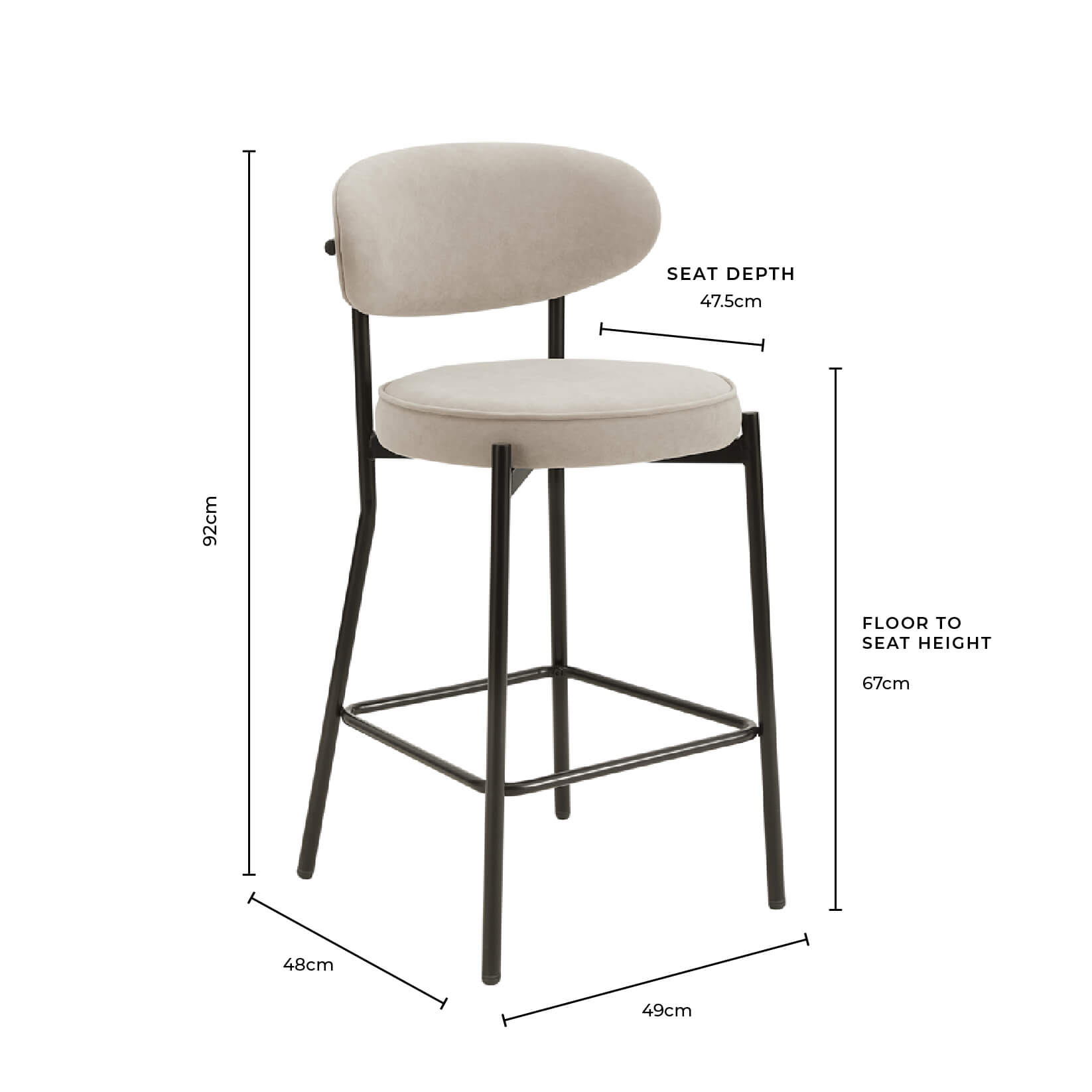 Dusklia - Mia Set of 2 Barstool - Taupe Boucle