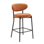 Dusklia - Mia Set of 2 Barstool - Matte Velvet - Burnt Orange