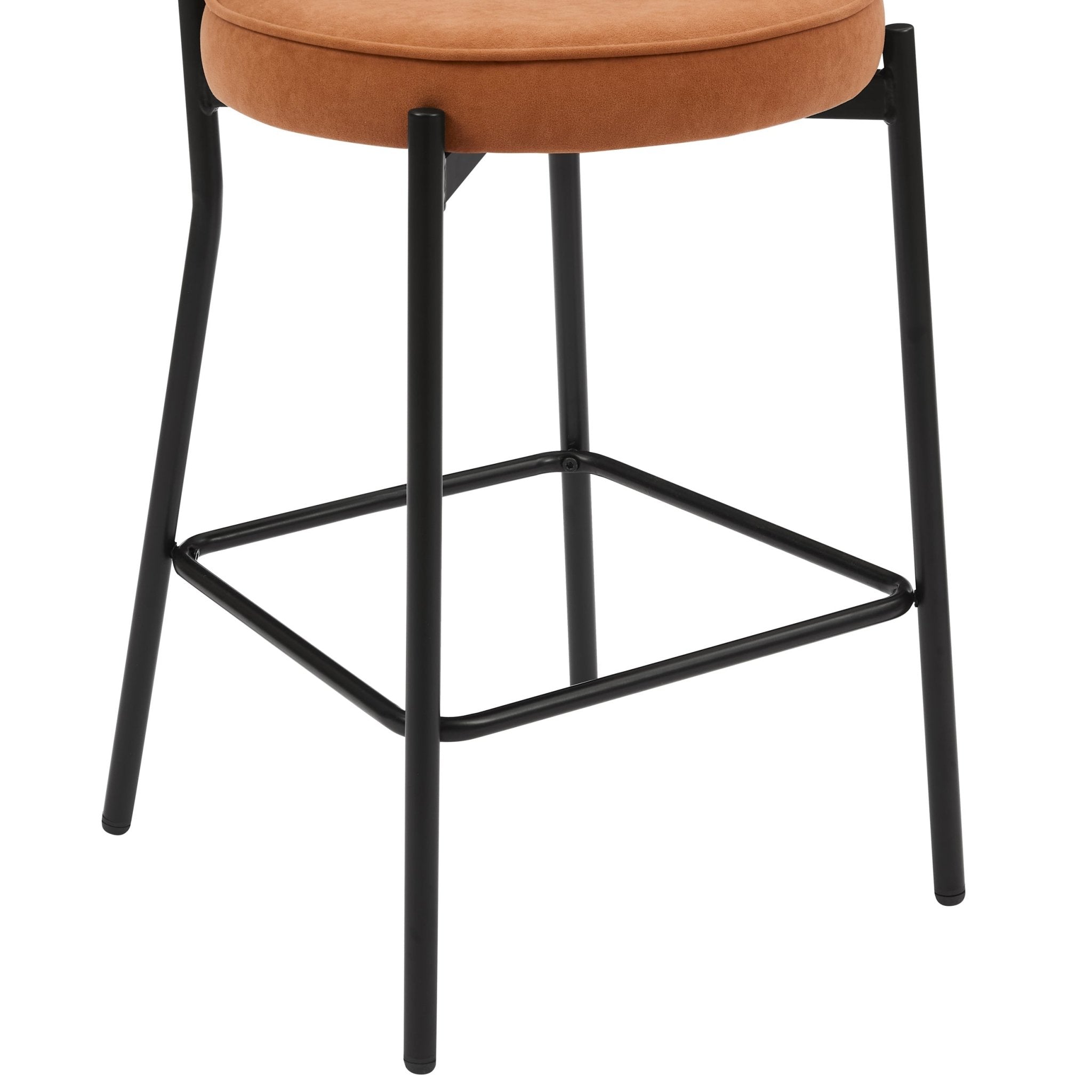 Dusklia - Mia Set of 2 Barstool - Matte Velvet - Burnt Orange