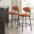 Dusklia - Mia Set of 2 Barstool - Matte Velvet - Burnt Orange