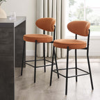 Dusklia - Mia Set of 2 Barstool - Matte Velvet - Burnt Orange